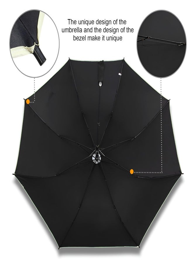 WEXUS Big Automatic Umbrella, Large Size 56-inch Coverage, 8 Reinforced Ribs, Reflective Stripe, Black Umbrella for Men, 3 Fold with Stripe Travel Rain, Windproof & Waterproof Folding - Image 5