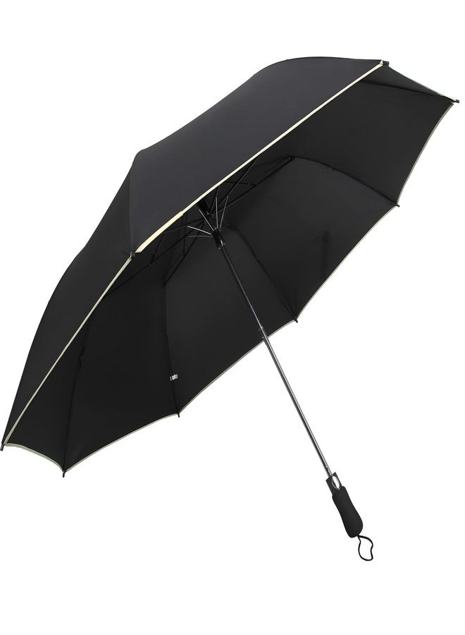 WEXUS Big Automatic Umbrella, Large Size 56-inch Coverage, 8 Reinforced Ribs, Reflective Stripe, Black Umbrella for Men, 3 Fold with Stripe Travel Rain, Windproof & Waterproof Folding - Image 3