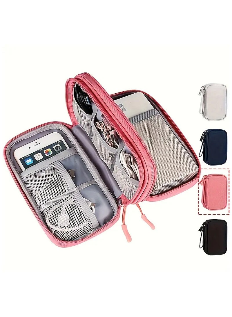 Rozino Travel Electronics Organizer Bag - Durable Oxford Cloth Cable Accessories Pouch with Zipper Closure, Minimalist Water-resistant Case for Power Bank, Charging Cables, Mouse, USB Digital Cords for Daily Commute - Image 1
