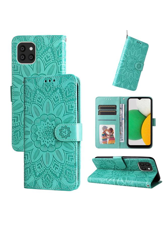 erorex Case For Samsung Galaxy A03 Global 164mm Embossed Sunflower Leather Phone Case - Image 1