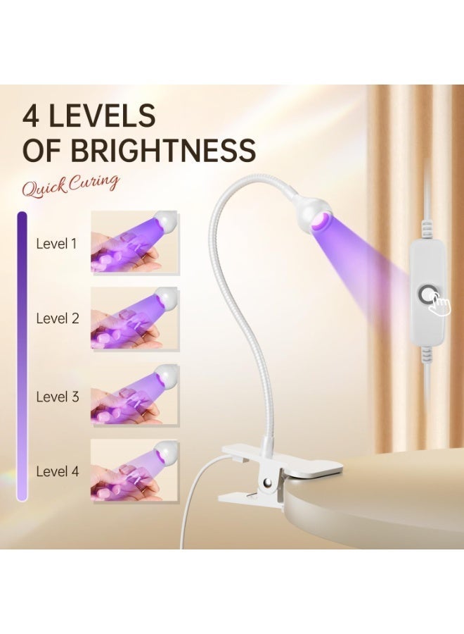 DOLOLO 3W LED Nail Lamp, 4 Dimming Level, Flexible Gooseneck, Quick-Dry, Portable Gel Polish Curing Light for DIY & Professional Manicures (White) - Image 2