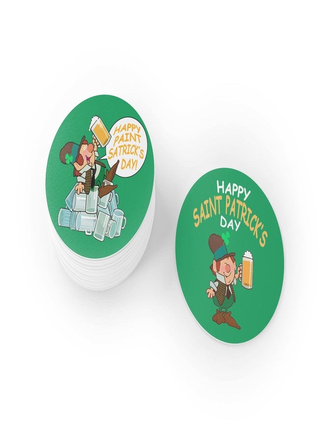 Stonehouse Collection St Patricks Day Paper Drink Coaster - Funny Round Coasters - Disposable, Recyclable- 25 Count Coaster Pack (St Patricks Day) - Image 1