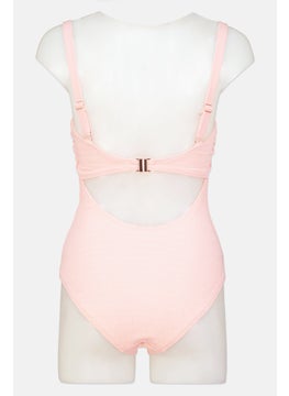 Ivory Rose Women Textured One Piece Swimsuit, Pink  - Image 2