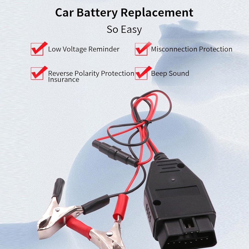 windforgecraft OBD Saver Connector | Vehicle OBD Connector,Car Computer Power Off with Clips, Automotive Battery Replacement Tool Strop-au - Image 4