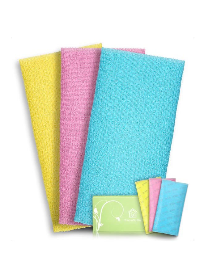 CASAVIDA Exfoliating Washcloth Back Scrubber for Shower Exfoliating Body Scrubber Japanese Beauty Washcloth African Net Sponge Bath Korean Loofah Towel Wash Cloth Body Shower Scrub Towel 3 Pack - Image 1