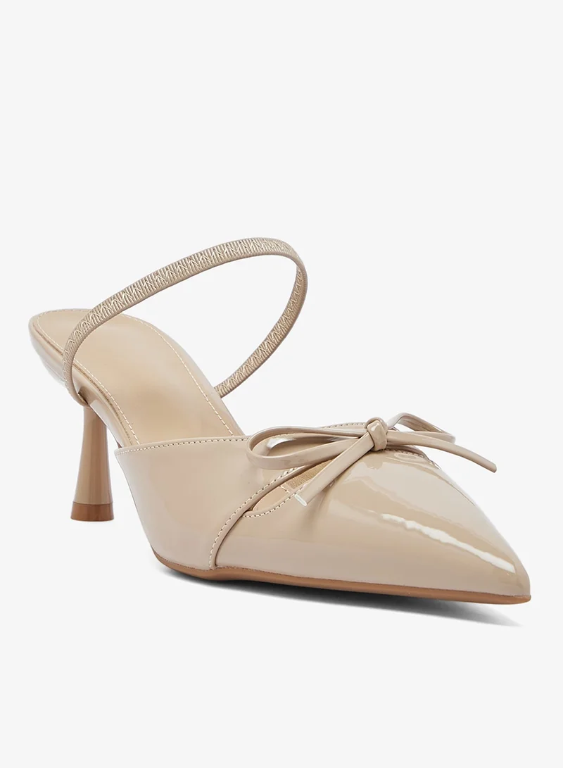 Ella Beige Kitten Heel Bow Detail Pumps for Women | Best Price UAE