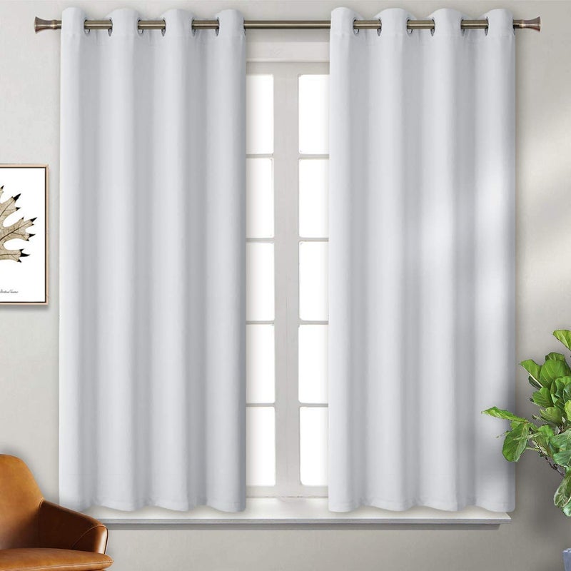 BGment Bgress Room الستائر المظلمة لغرفة النوم - Grommet حراري معزول علاجات النافذة الخفيفة الستائر لحظر الإضاءة لمجموعة غرفة المعيشة من 2 لوحات كل 46 × 54 بوصة أبيض رمادي - Image 1