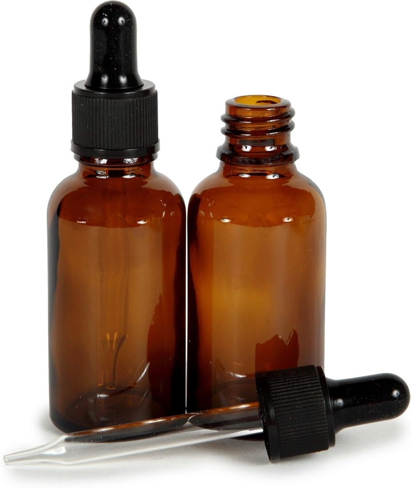 Vivaplex Amber 4 oz Glass Bottles with Glass Eye Droppers  2 pack - Image 1