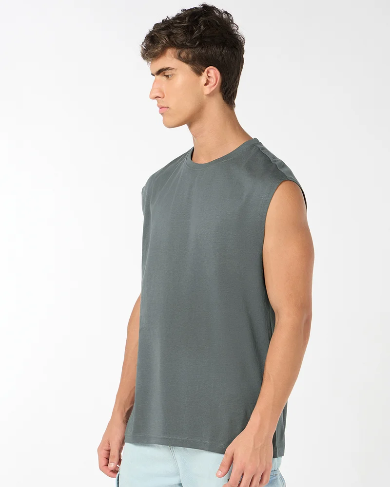 بيواكوف Men Grey Boxy Fit Vest