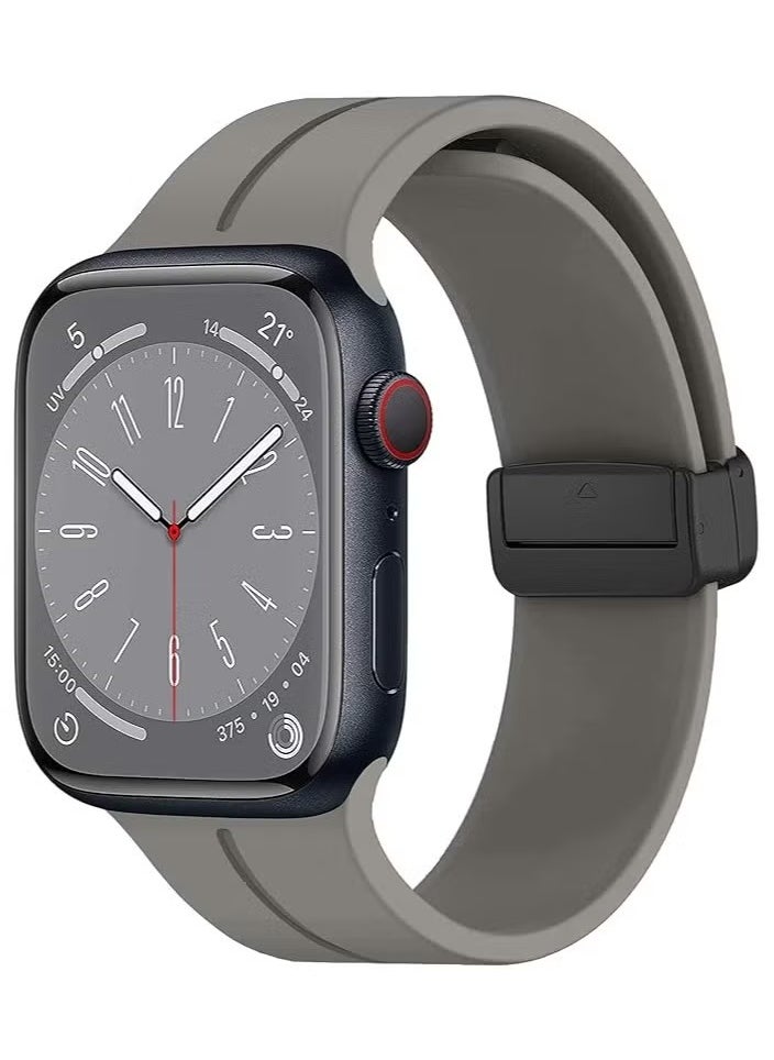 Generic - Magnetic for Apple Watch Band 49mm 45mm 44mm 42mm Women men,Silicone Sport Strap Replacement WristBands for Apple Watch Series 9/ultra 2/8/ultra/7/SE/SE 2nd/6/5/4/3/2/1,iWatch Bands - Image 1