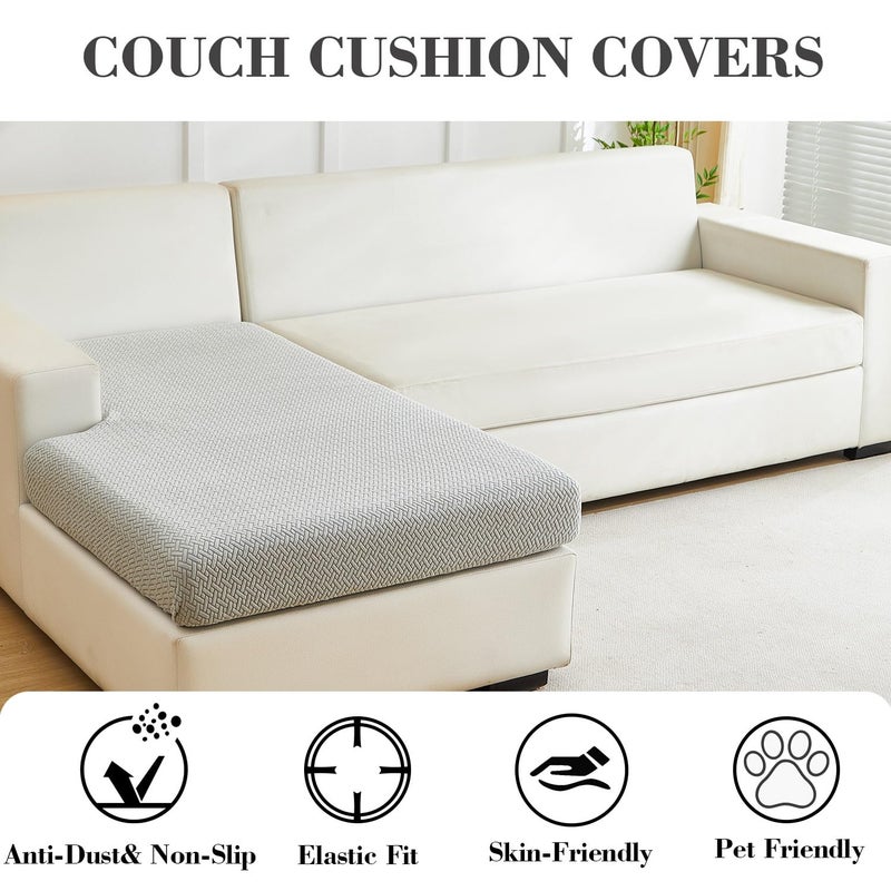Disayu Sofa Covers Couch Covers for Sofa Pet Friendly Couch Cushion Covers Universal Sofa Covers Washable Stretch Slipcovers for Sectional Sofa (Texture Light Gray,Chaise Cover) - Image 3