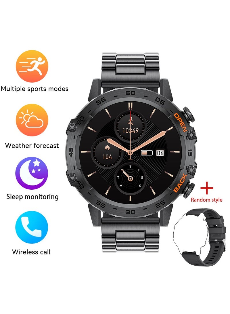 LIGE Smart Watch Men's Waterproof AMOLED Screen Bluetooth Calling Fitness Sports Smartwatch Health Monitoring 2 Black Straps - Image 1