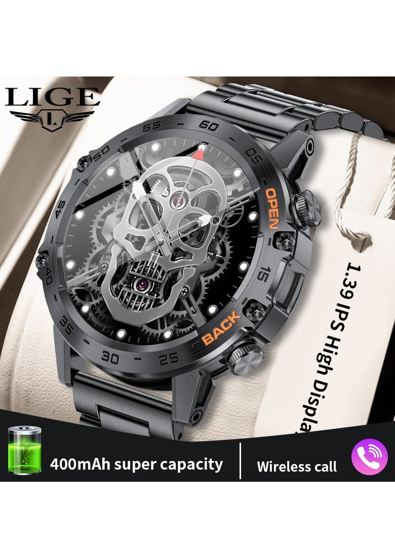 LIGE Smart Watch Men's Waterproof AMOLED Screen Bluetooth Calling Fitness Sports Smartwatch Health Monitoring 2 Black Straps - Image 3