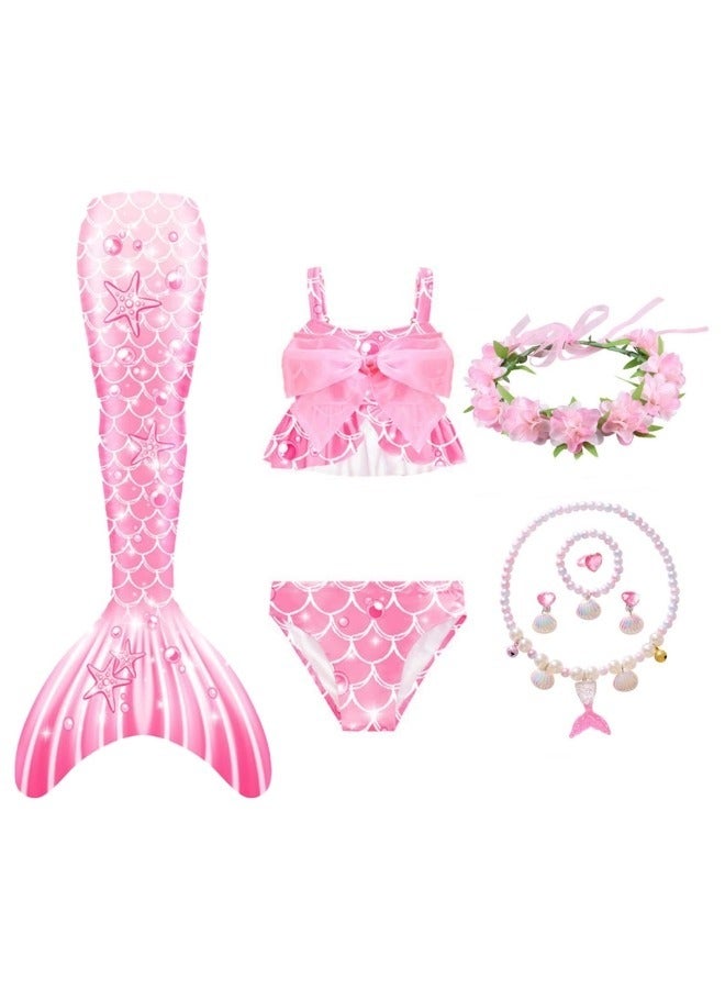 GGEROU Mermaid Princess Dress Up,Girls Mermaid Dress,Girls Party Cosplay,Princess Birthday Dress,Kids Costume Cosplay,Mermaid Skirt+Accessories(Pink)  - Image 1