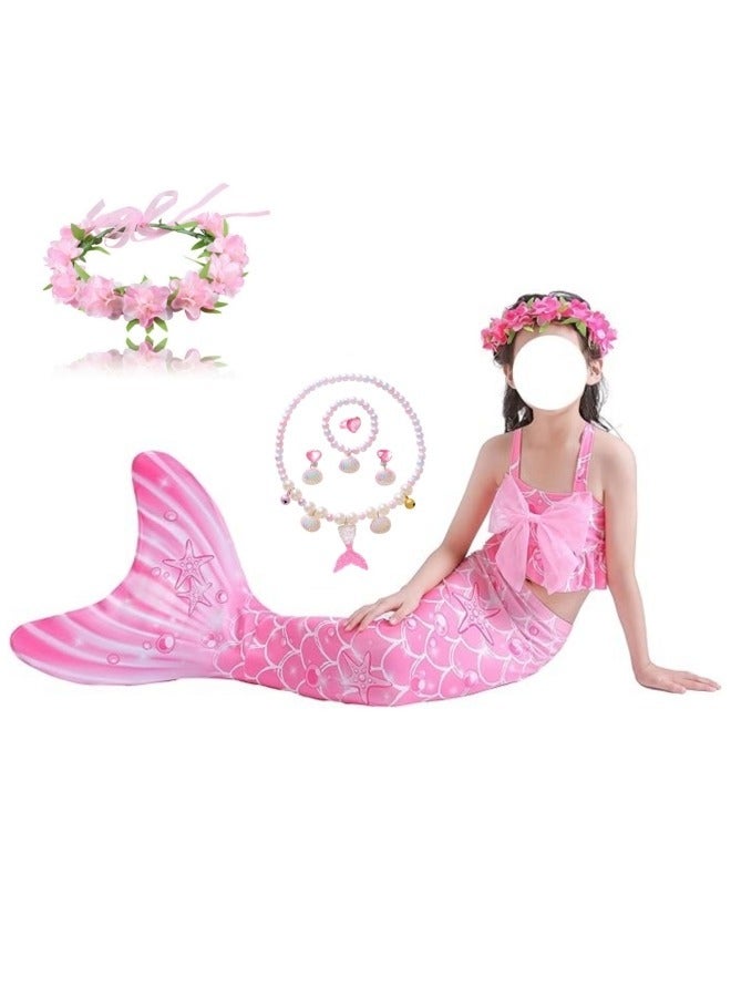 GGEROU Mermaid Princess Dress Up,Girls Mermaid Dress,Girls Party Cosplay,Princess Birthday Dress,Kids Costume Cosplay,Mermaid Skirt+Accessories(Pink)  - Image 2