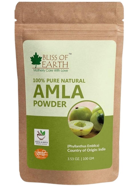 Bliss of Earth Amla Powder 100g for Hair Growth, Nourishment & Scalp Health | Indian Gooseberry for Face Brightening, Blemishes & Acne Treatment | Rich Vitamin C Amalaki for Health & Immunity Support