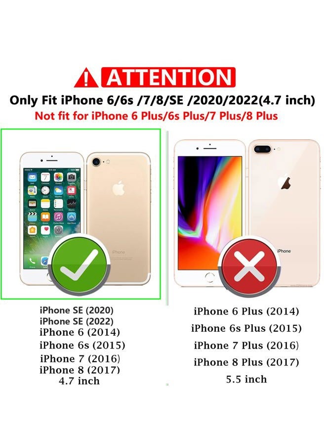 YZOK حافظة لجهاز iPhone SE 2022/3rd/2020/2nd gen/iPhone 8/7، هجين صلب PC ناعم TPU، أسود، درجة عسكرية، حامل سيارة مع قاعدة، غطاء عدسة الكاميرا - Image 2