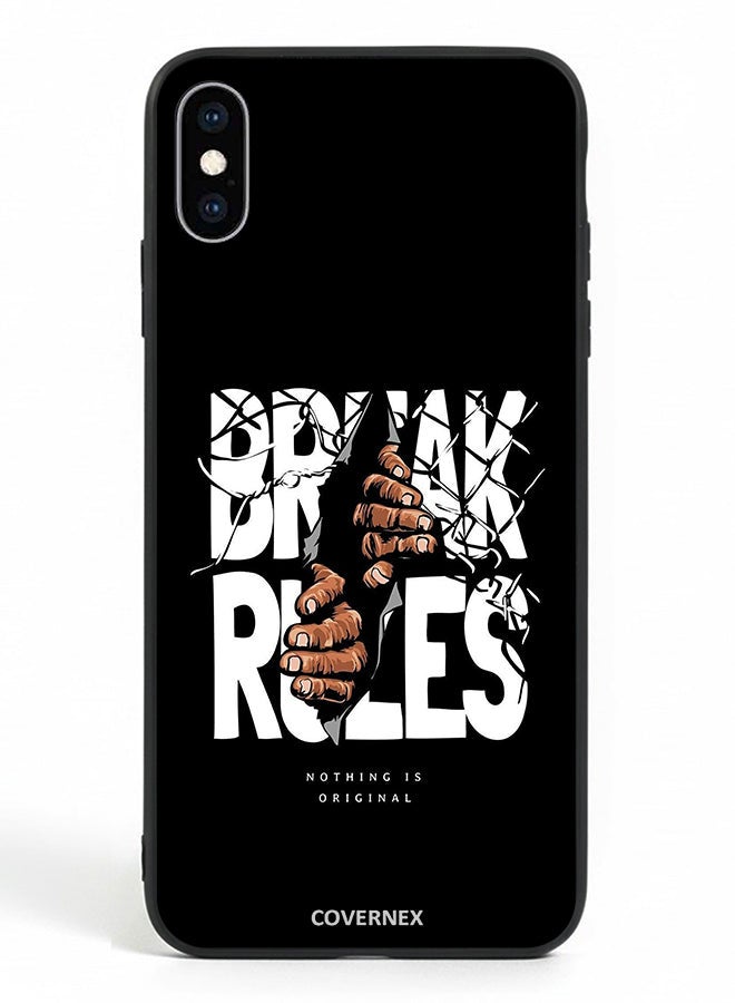 Covernex Apple iPhone Xs Protective Case Cover Printed Featuring Break Rules Shattered Text Graphic - Image 2