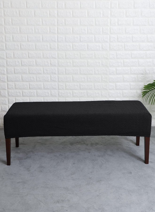 FORCHEER Dining Bench Cover Stretch Waterproof Black Dining Room Bench Table Seat Cover 54x18 Washable Non-Slip (Waterproof Jacquard Fabric-Black) - Image 3