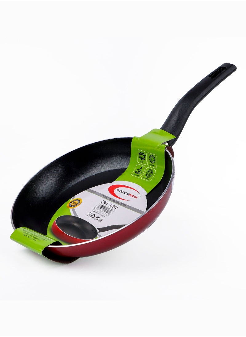 Kitchenmark Nonstick Double Layer Coated Aluminium Frypan 2.6m thick Frying Pan 22cm  - Red  - Image 4