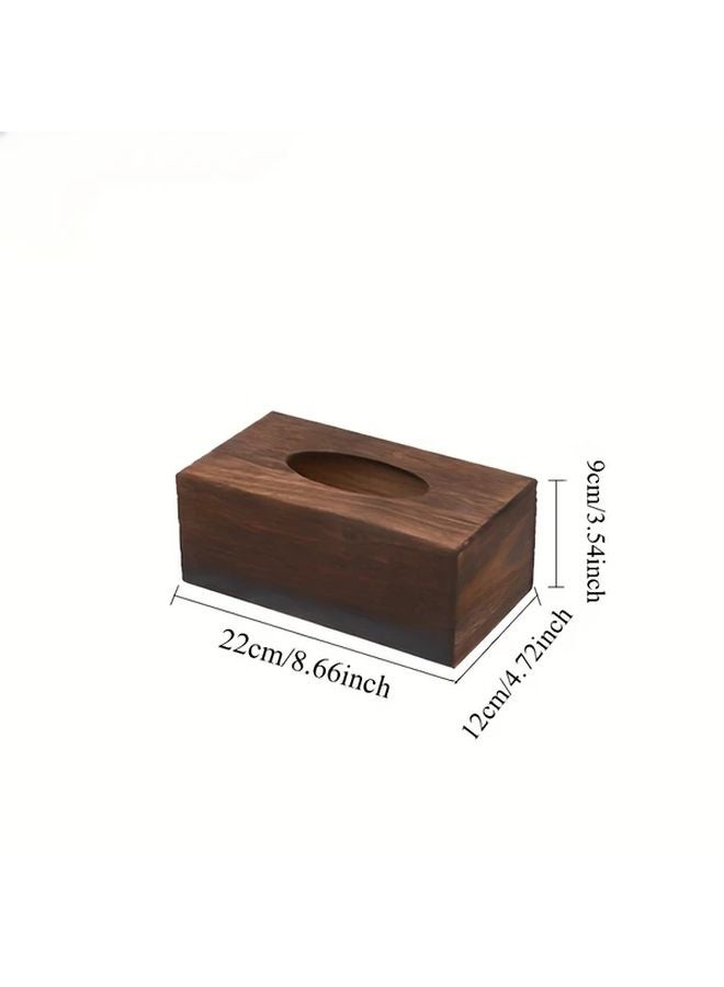 Wooden Tissue Box Organizer Modern Farmhouse Decor Brown Gray Black - Image 5