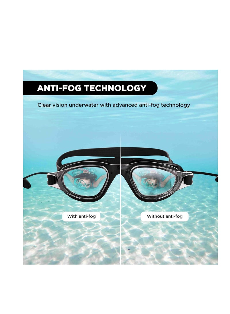 بلا نهاية نظارة سباحة أنيقة EL1002 مع حماية ضد الضباب والأشعة فوق البنفسجية |  المادة : سيليكون، بلاستيك | مع حزام قابل للتعديل وبراعم الأذن | حشية من السيليكون الناعم لمنع التسرب | مع الحالة الصعبة - Image 5