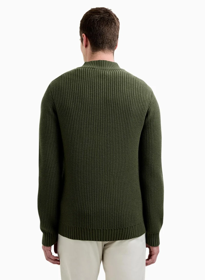 French Connection Cross Knit Half Zip Jumper