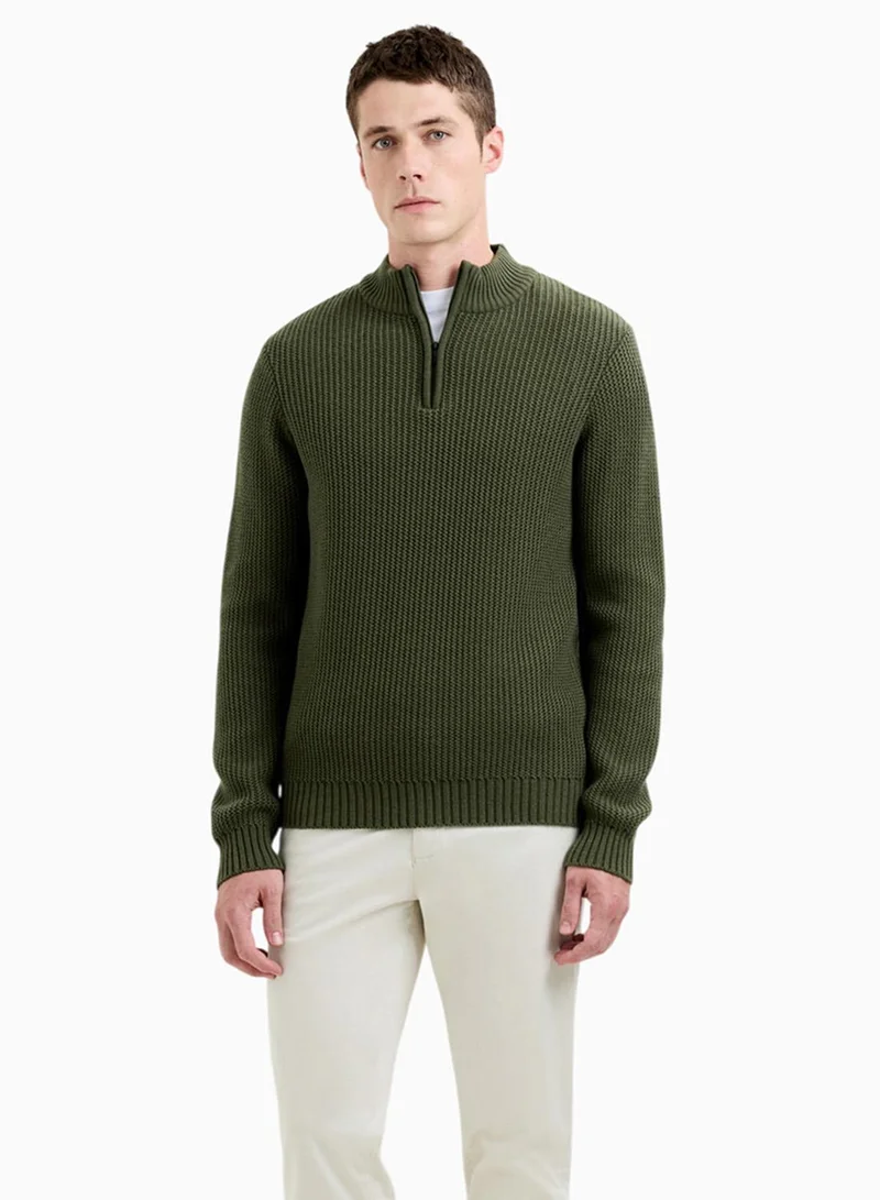 French Connection Cross Knit Half Zip Jumper