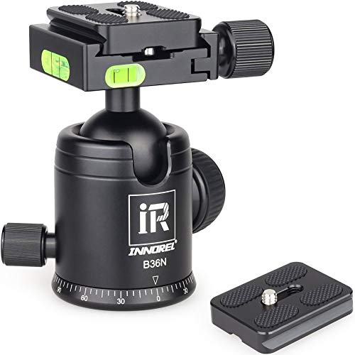 Innorel Tripod Ball Head Camera Tirpod Ball Head Mount 36MM Diameter Ball INNOREL B36N All Metal CNC Panorama Ballhead 14 Screw 38 Hole for DSLR Camera Camcorder Tripod Monopod Slider B36N - Image 1
