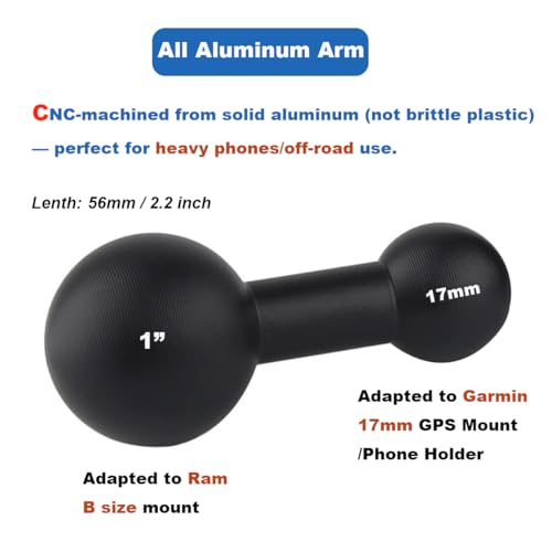 Rigdance 25mm to 17mm Ball Adapter, 1 inch B Ball (for Ram Mount) to 17mm GPS/Phone/Tablet Mount Adapter - Image 2