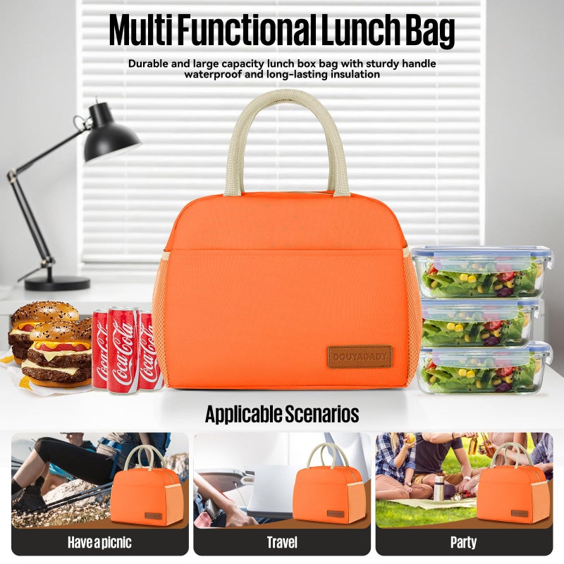 douyadady Lunch Bag Women/Men Lunch Box Women/Men (orange) - Image 3