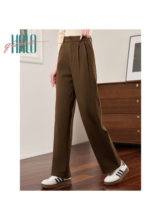 HALOQUEEN Halo Queen Women's Woolen Straight-leg Casual Trousers Autumn Winter Loose Draped Fashion Floor-length Pants H144k4002 - Image 4