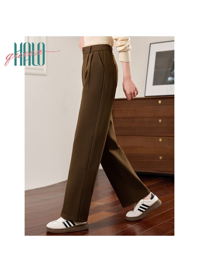HALOQUEEN Halo Queen Women's Woolen Straight-leg Casual Trousers Autumn Winter Loose Draped Fashion Floor-length Pants H144k4002 - Image 3