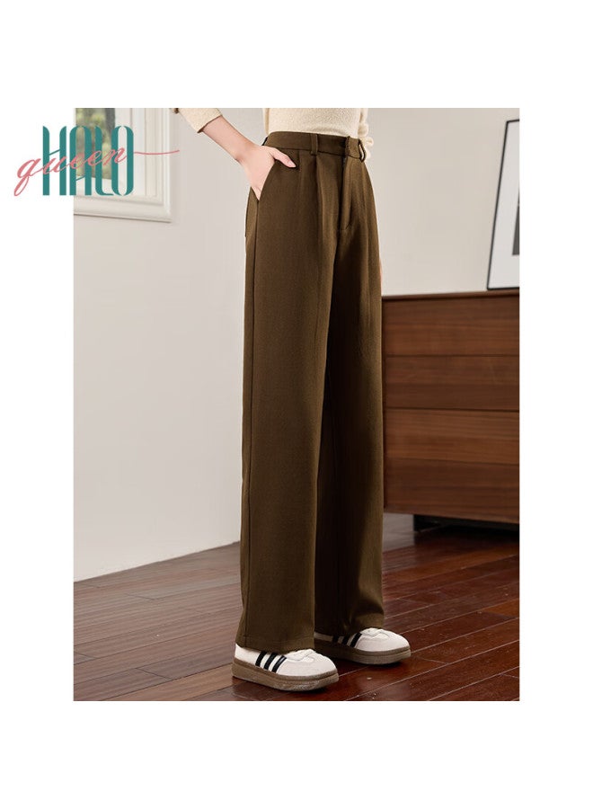 HALOQUEEN Halo Queen Women's Woolen Straight-leg Casual Trousers Autumn Winter Loose Draped Fashion Floor-length Pants H144k4002 - Image 5