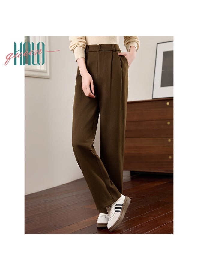 HALOQUEEN Halo Queen Women's Woolen Straight-leg Casual Trousers Autumn Winter Loose Draped Fashion Floor-length Pants H144k4002 - Image 2