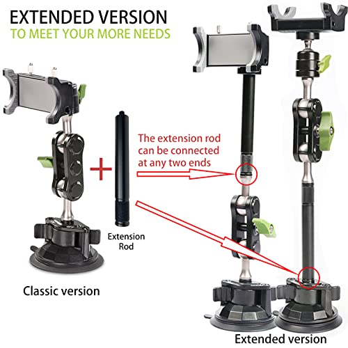 leepiya Car Phone Mount Video Recording Universal Magic Arm Suction Car Phone Holder Mount Windshield Window Glass Dashboard Vlog Shooting Car Phone Mount for All Smartphones & Cars - Image 4