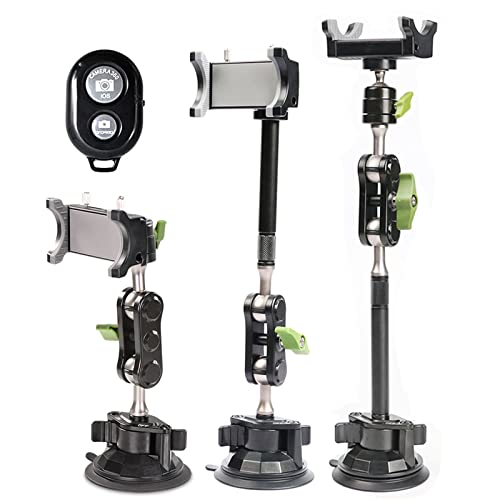 leepiya Car Phone Mount Video Recording Universal Magic Arm Suction Car Phone Holder Mount Windshield Window Glass Dashboard Vlog Shooting Car Phone Mount for All Smartphones & Cars - Image 1