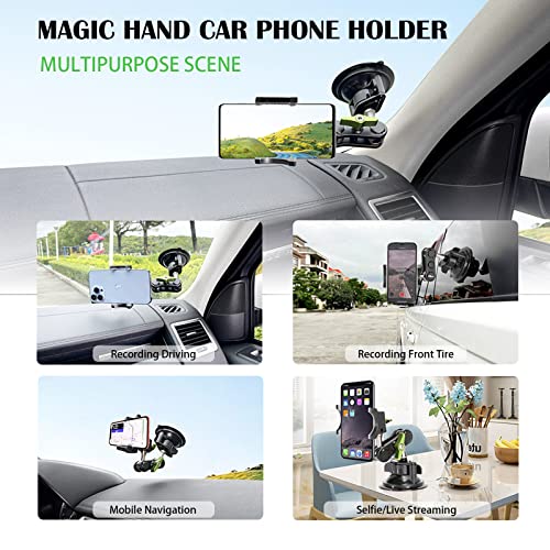 leepiya Car Phone Mount Video Recording Universal Magic Arm Suction Car Phone Holder Mount Windshield Window Glass Dashboard Vlog Shooting Car Phone Mount for All Smartphones & Cars - Image 5