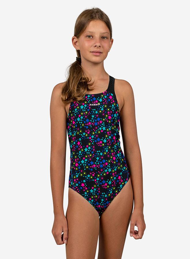 DECATHLON Girls’ swimming 1-piece swimsuit - 500 Kamyleon sky - Image 1