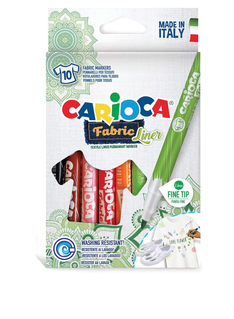 carioca Carioca-Fabric liner textile t-shirt permanent marker Set Of 10 colors - Image 1