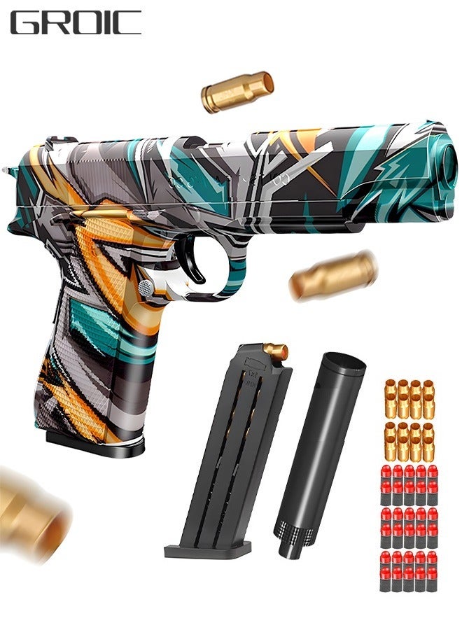 GROIC Soft Bullet Gun Toys 1911 Colt Foam Blasters Toy Pistol RoboCop Pattern, 30-PCs EVA Safety Foam Soft Bullet Darts, Shell Ejecting Shooting Games Educational Model Toys Gifts Guns Pistol - Image 1