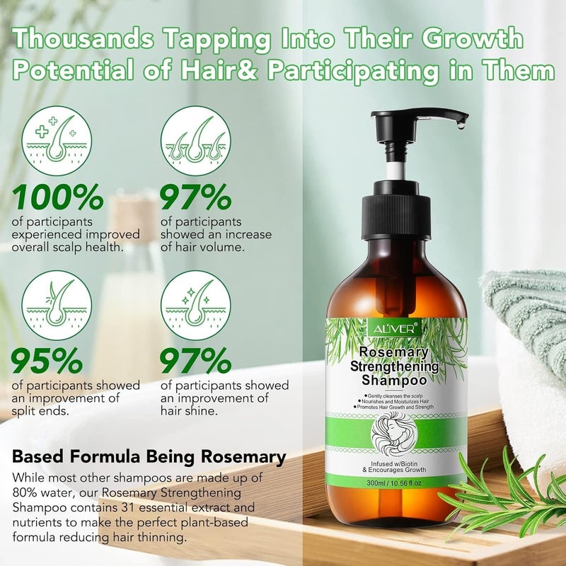 Rosemary Shampoo for Hair Growth,Rosemary Mint Strengthening Shampoo,Shampoo for Women Hair Loss And Thinning Hair With Biotin,Smooth Nourishes Shampoo for Men Women 10 Fl Oz - Image 3