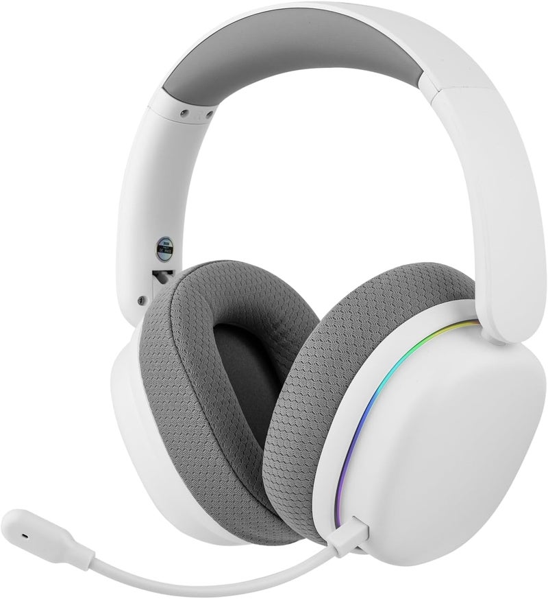 EPOMAKER X AULA G7 Pro Wireless Gaming Headset, Dual Mode BT5.3 & 2.4GHz, 7.1 Surround Sound, 80+ Hour Battery, RGB Light, with Noise Canceling Mic for PS5, PS4, Switch, PC (White) - Image 1