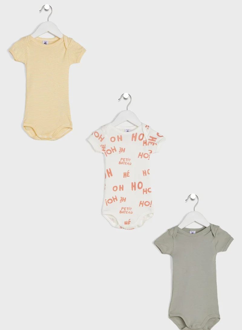 Petit Bateau Infant 3 Pack Printed Bodysuits