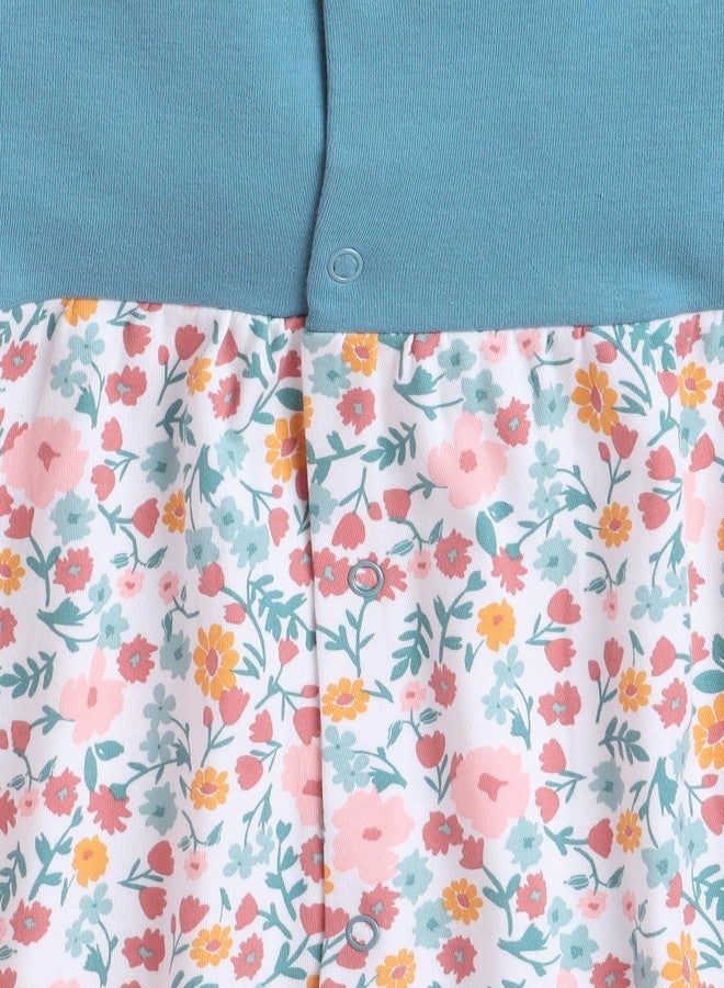 EIO Baby Girl's 2-Piece Dress Set, Short Sleeve Cotton Frock with Bloomers, Print (in, Age, 3 Months, 6 Months, Regular, Green) - Image 5