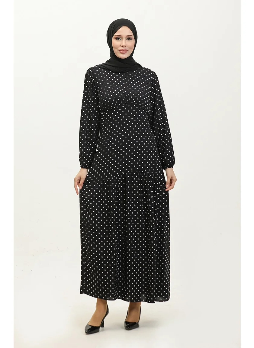 Sefa Merve Polka Dot Dress 1899-01 Black and White