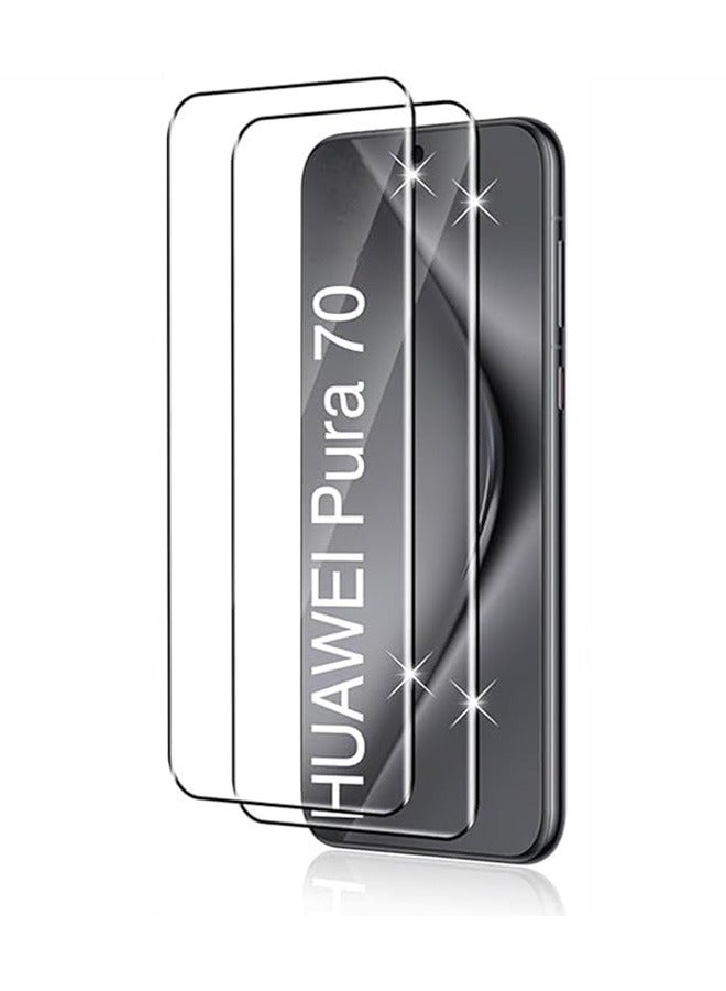2 Pack Huawei Pura 70 5G Screen Protector, 9H Tempered Glass Screen Protector for Huawei Pura 70 5G, Full Coverage Bubble-Free Tempered Film, Anti-Scratch Film - Image 1