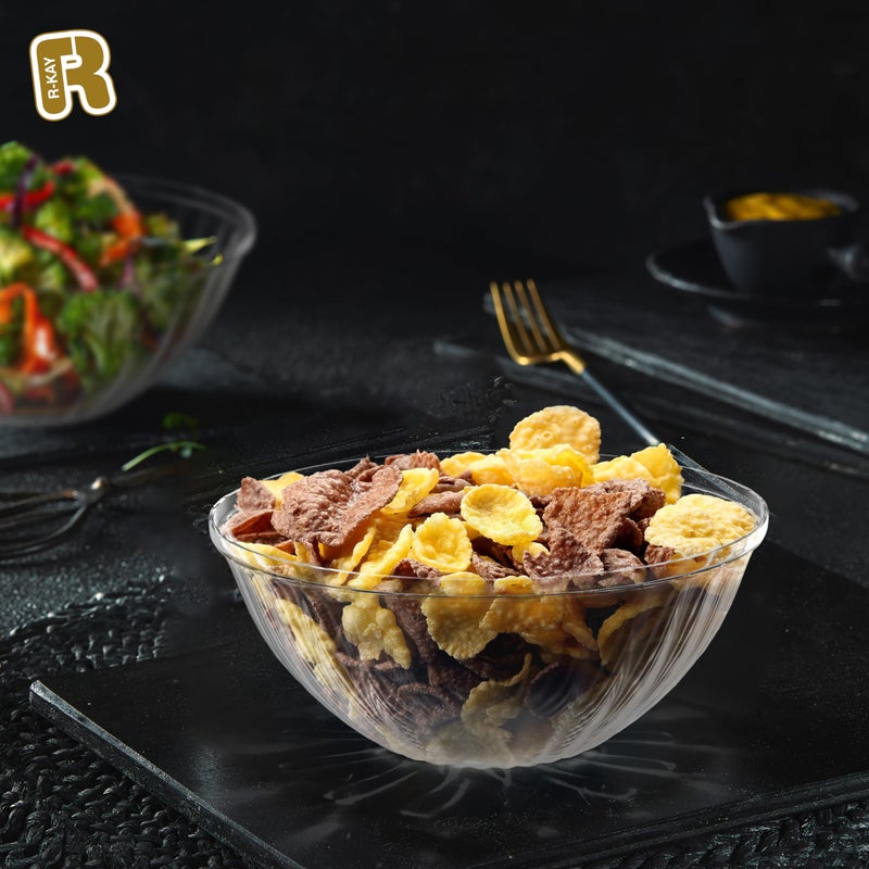 R-kay 6 Pack Plastic Serving Bowls - 48 Oz Clear Plastic bowls - Salad Bowls Large Serving - Premium Clear Disposable bowls Heavy Duty For Weddings Catering And Birthday parties - Image 2