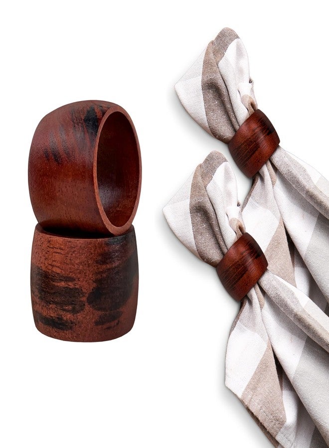 ILOT Wooden Napkin Rings Set of 12 Handmade Napking Holders for Dining Tableware, Thanksgiving, Party, Table Décor (Rounded) - Image 1