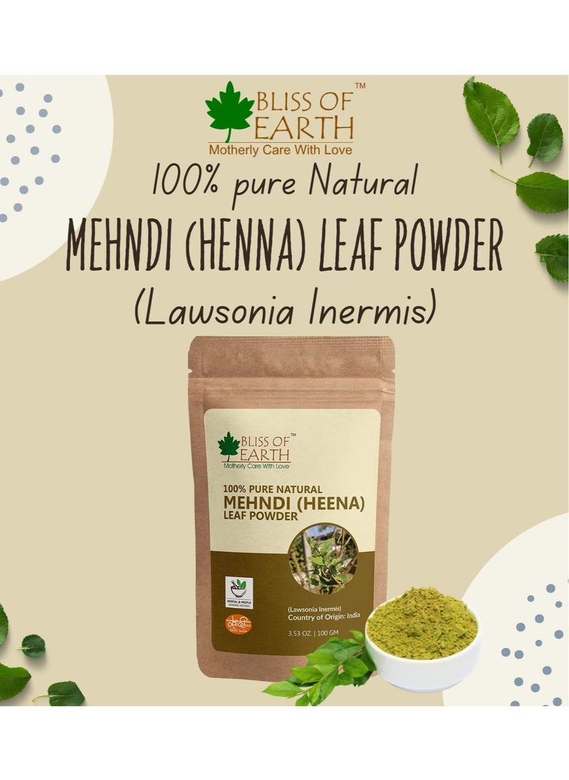 BLISS OF EARTH 100% Pure & Natural Henna Powder 100GM Natural Hair Color Shiny Hair  Mehandi Powder 100gm  - Image 2